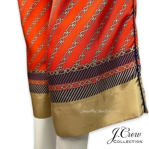 J.Crew Collection NWOT sunset silk chain print blouse + crop pant set - Picture 8 of 15